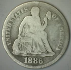 1886 Seated Liberty Silver Dime Circulated 10c US Type Coin Very Good Condition