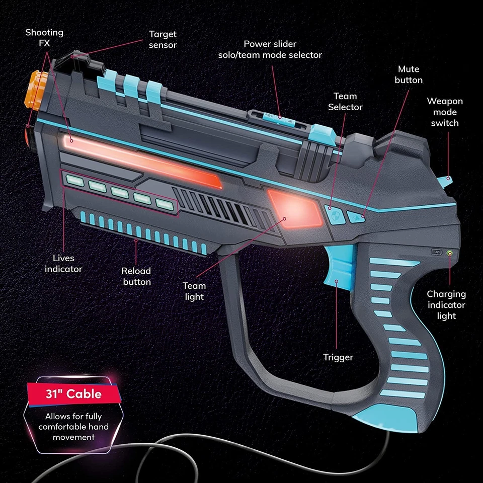 Rechargeable Laser Tag Set with 4 Guns & 4 Vests Sensors for Kids, Teens, Adults - image 3 of 4