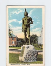 Postcard Massasoit Statue Plymouth Massachusetts USA