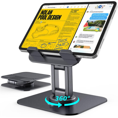 Foldable 360° Rotating Tablet Stand Phone Holder for 4-10.2 '' iPad Pro & iPhone