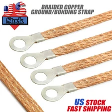 11.4" Braided Engine Ground Straps 3/8" Copper Automotive Firewall Hood Wire End
