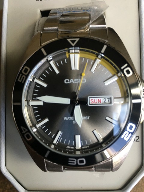 casio dive style stainless steel men's watch