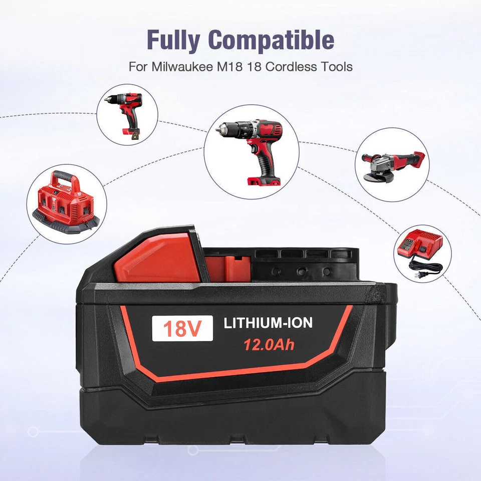 6X Für Milwaukee M18 Akku 18V XC12,0 9.0Ah Li-Ion 48-11-1860 48-11-1812 Original - Bild 2 von 4