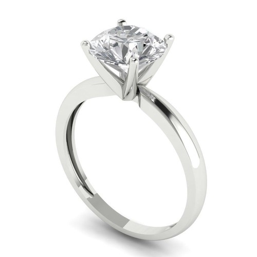 2 ct Round Designer Statement Bridal Classic Ring 14k White Gold Real Moissanite - Picture 2 of 11