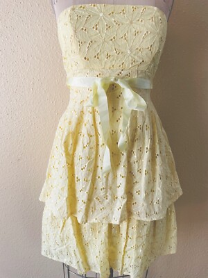 Vintage Y2K Charlotte Russe Womens Casual Yellow Eyelet Strapless Dress  NWT S | eBay