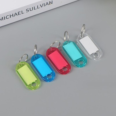 10pcs Crystal Clear Plastic Key Tag With Split Ring Label Double Sided DisplJO
