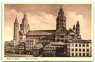 S02-0370, DOM ZU MAINZ, BLICK VOM MARKT, VINTAGE POSTCARD.
