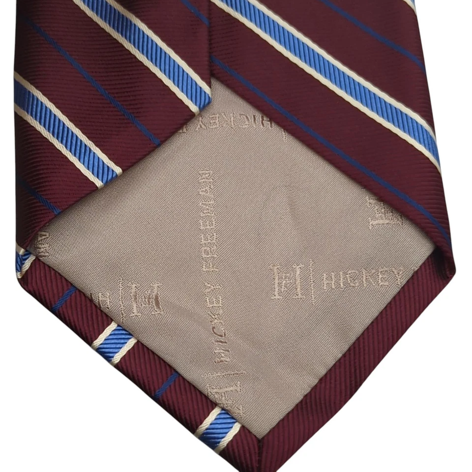 Corbata de Colección Seda Repp Preppy Ivy League Regimiento Borgoña Azul Blanco 57.75"x3.5" Foto 4 de 4