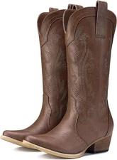 HISEA Rollda Cowboy Boots Women Western Cowgirl Ladies Pointy... 