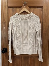 L.L. Bean Signature Women's Cable Knit Cotton Cardigan Sweater Size Medium