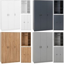 Modern 3 Door Wardrobe with Shelf Storage and Hanging Rail Bedroom Furniture