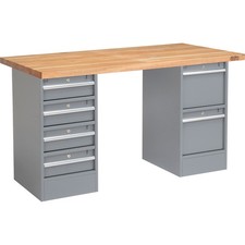 72"W x 30"D Workbench 1-3/4" Maple Butcher Block Square Edge 2 Drawer/4 Drawer