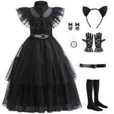Black Girls Halloween Costume Dress 3-4 Years Size Black Cosplay Party Evening