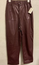    Women's High-Rise Faux Leather Tapered Ankle Pull-On Pants - A New Day S   