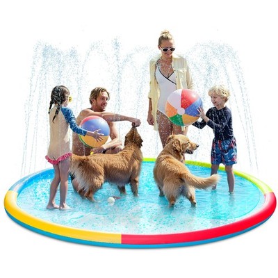 120'' Non-Slip Splash Pad Sprinkler - Outdoor Water Play Toys Backyard Fountai...