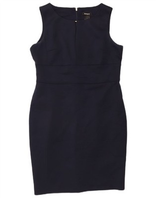 DKNY Damen ärmelloses figurbetontes Kleid US 14 XL marineblau Polyester AF03