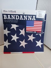 Vintage NOS Hav A Hank RN15187 American Flag USA 22"x 22" Cotton Bandana Scarf