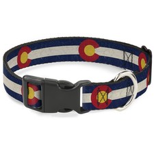 Plastic Clip Collar Colorado Flags2 Repeat Vintage Medium 11-16.5"