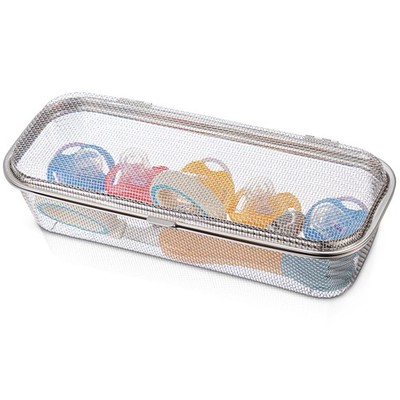 1 Pack Stainless Steel Dishwasher Basket, Utensil Mesh Drain for Small Bottle...