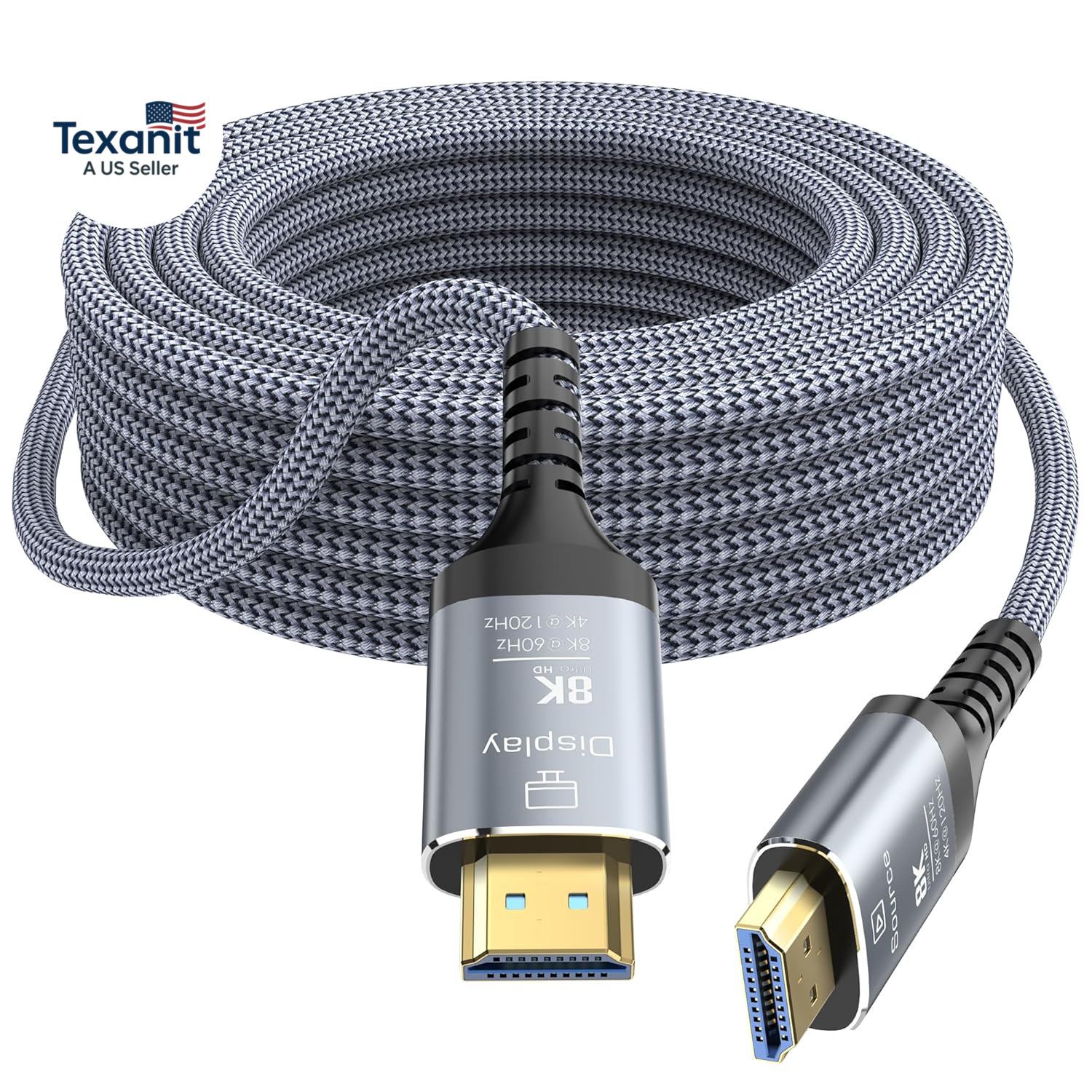 8K Fiber Optic HDMI Cable 50FT, 48Gbps Ultra High Speed Long HDMI 2.1 Cord Braid