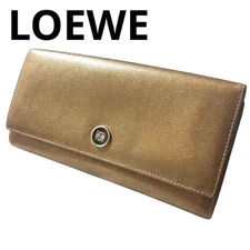 LOEWE Amazona Long Wallet Leather Gold Anagram Unisex Used