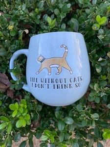 Prima Design Cat Coffee Mug: Life Without Cats. I Don't Think So. 16 oz Lt. Blue