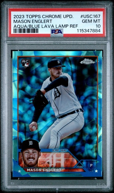 2023 TOPPS CHROME UPD #USC167 MASON ENGLERT (RC) AQUA/BLUE LAVA REF /175 PSA 10