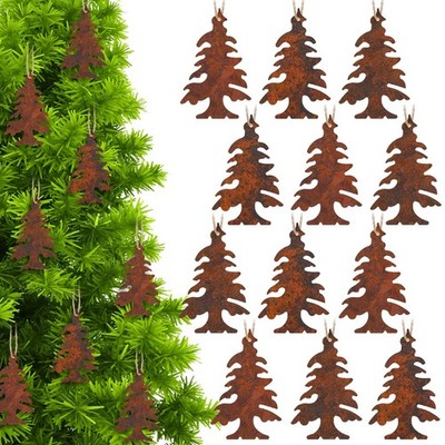 Syhood 12 Pcs Rusty Metal Christmas Tree 3.07 x 1.97 inches,