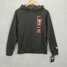 Nike 3 Brand Hoodie Boys Large 12-13 Years Black Fleece Lined Raglan Sleeve