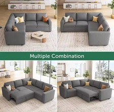 L-Shaped Sleeper Sectional with Storage   Pull-Out Bed   Modular Dark Grey Sofa