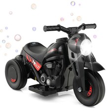 6V Kids Electric Ride on Motorcycle with Bubble Maker and Music-Black - Color: B
