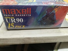 15 Pack Maxell UR90 Audio Cassette Tape 90 Minutes Normal Bias SEALED BLANKS
