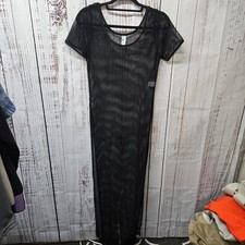 Aruba Blue Black Fishnet Swim Cover Up Dress Size M