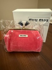 Miu Miu Pink Velvet Pouch Pochette Coin Bag/Purse with Kisslock Closure