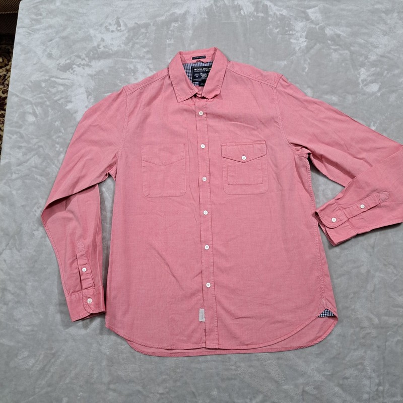 Woolrich Shirt Men’s Size XL Pinpont Oxford Long Sleeve Button Up Pink