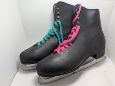 Vintage Men's Black Figure Ice Skates Marked Size 10 Lace Up As Found