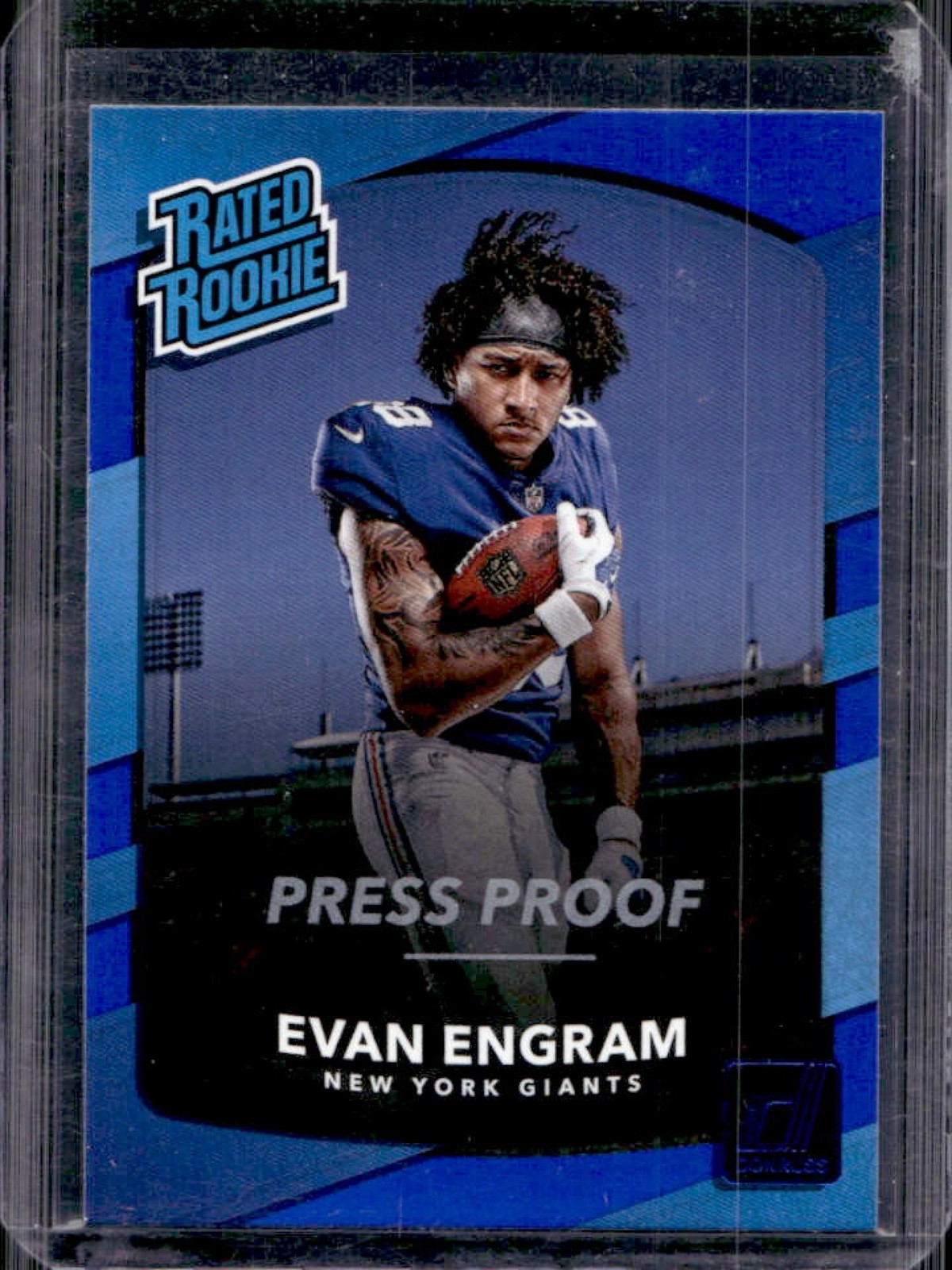 2017 Panini Donruss Evan Engram Press Proof Blue RC Rated Rookie #330 Giants