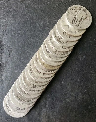 Lot of 20 25c Standing Liberty Silver Quarter Dollars, Dateless Ones