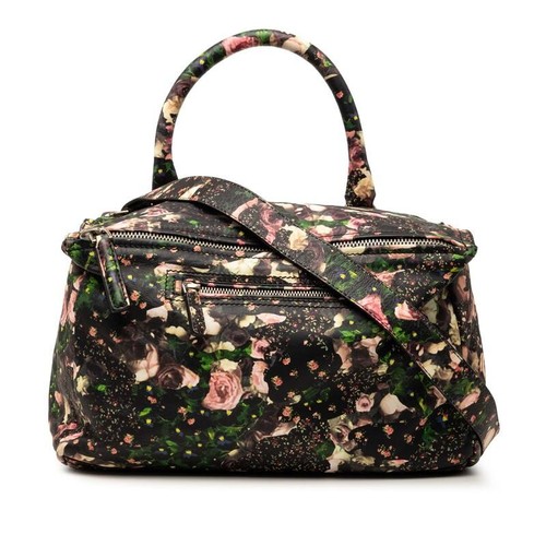 Givenchy Pandora Floral 2Way Leather Handbag Shoulder Bag Black Auth