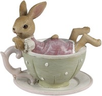 Clayre & Eef 6PR3560 Deko Kaninchen Grau 10X8X9 Cm