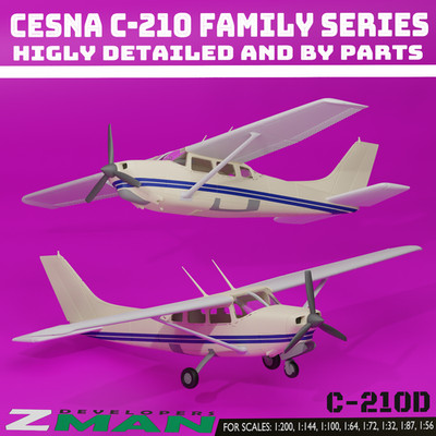 3d printed C 210D Centurion (V3) plane aircraft jet fighter