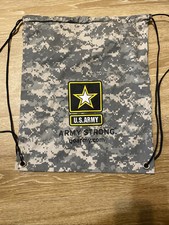 U.S. Army gym backpack Camouflage Workout Bag Drawstring 17" x 14" Go Strong