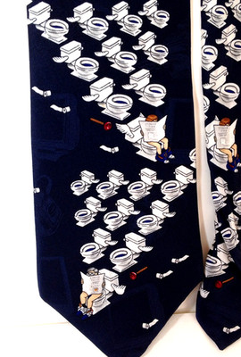 Vintage After Dark Flying Toilets Designer Fun Neck Tie 58'' x 3 7/8''