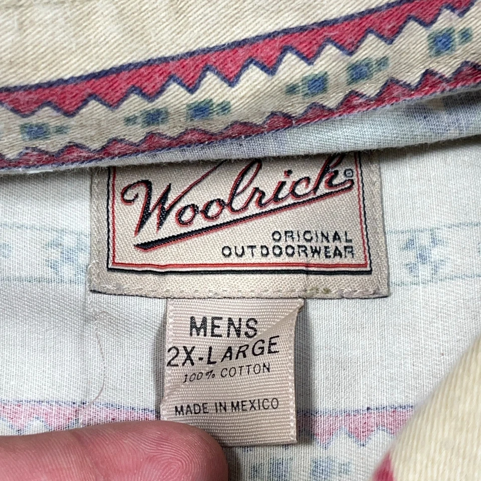 Vintage Woolrich Shirt Men XXL 2XL Brown Button Up Aztec Southwestern Navajo - Image 3 of 4