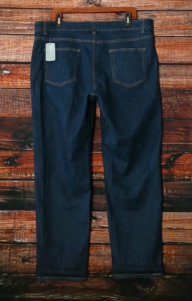 Jeans Forever 21 Talla 16 Índigo Oscuro Tobillo Recto Tiro Alto Denim Elastizados Nuevos con Etiquetas 