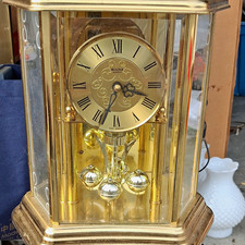 Bulova Quartz Anniversary/Torsion Clock Gold Tone Roman Dial Pendulum