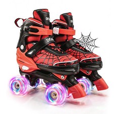 Kids Roller Skates for Boys Ages 3-5 5-8 6-12 Spider Quad Rollerskates 4 Size...