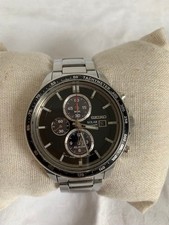 Seiko SSC435P1 Solar Chronograph Watch Black Dial Bezel Used