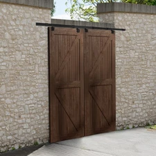 Outdoor Double Sliding Barn Door Track HeavyDuty Box Track Kit Wooden Door Track