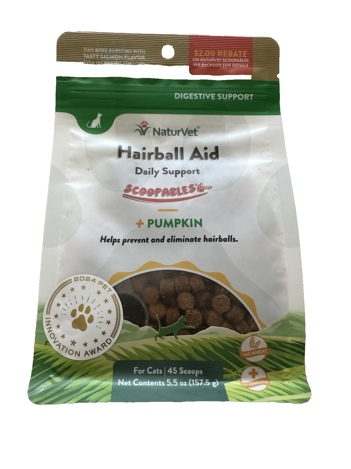 NATURVET Hairball Aid Daily Support Scoopables PUMPKIN NEW S